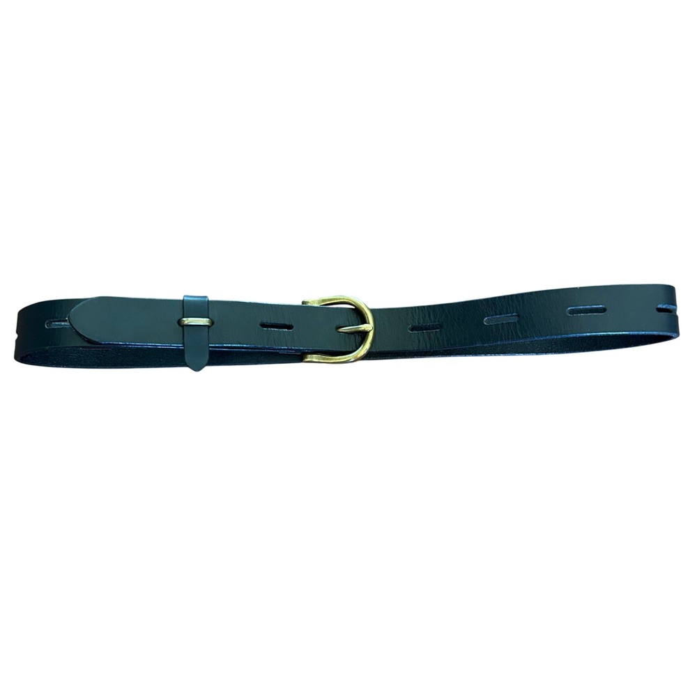 Madewell Leather Belt Women Black Italian Leather Brass Buckle XS 13207